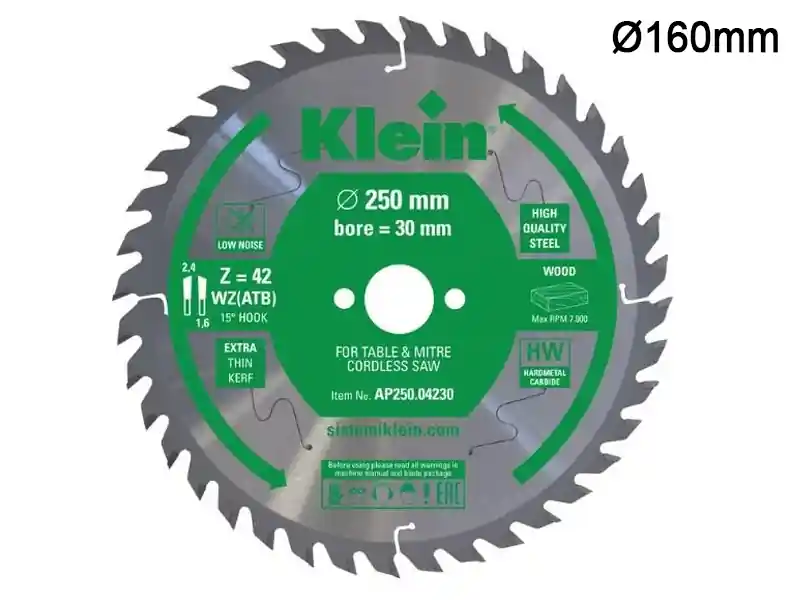 Bestseller Lama circolare a spessore sottile Klein AP Ø160x20x1,8mm per legno, compensato, MDF, 24-56 denti