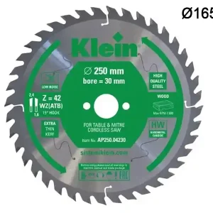Lama circolare a spessore sottile Klein AP Ø165x20x1,7mm per legno, compensato, MDF, 24-40 denti Più Venduto