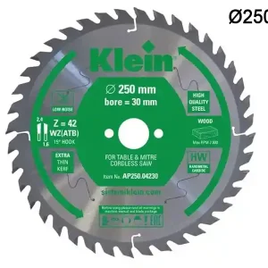 Lama circolare a spessore sottile Klein AP Ø250x30x2,4mm per legno, compensato, MDF, 42-80 denti Super Prezzo