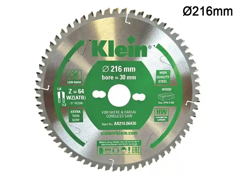 Bestseller Lama circolare a spessore sottile Klein AR Ø216x30x1,8mm per legno, compensato, MDF, 64 denti