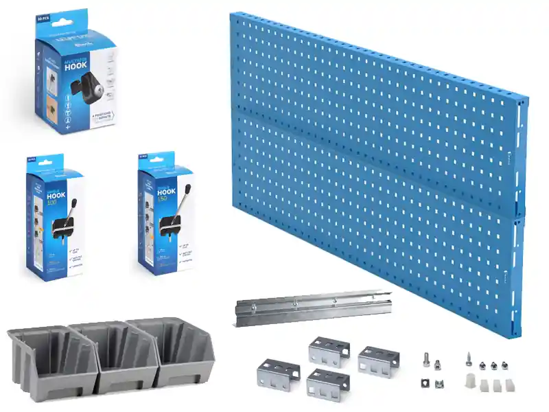 Saldi Parete porta attrezzi Fami Work Look 1438x275x608mm blu con accessori e 3 contenitori