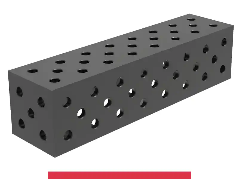 Blocco di collegamento 800x200x200mm SteelMax GPPH, spessore 15mm, fori 28mm griglia diagonale Bestseller