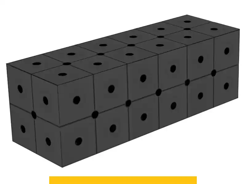 Blocco di collegamento 600x200x200mm SteelPlus GPPH, spessore 12mm, fori 16mm griglia diagonale Prezzo Conveniente
