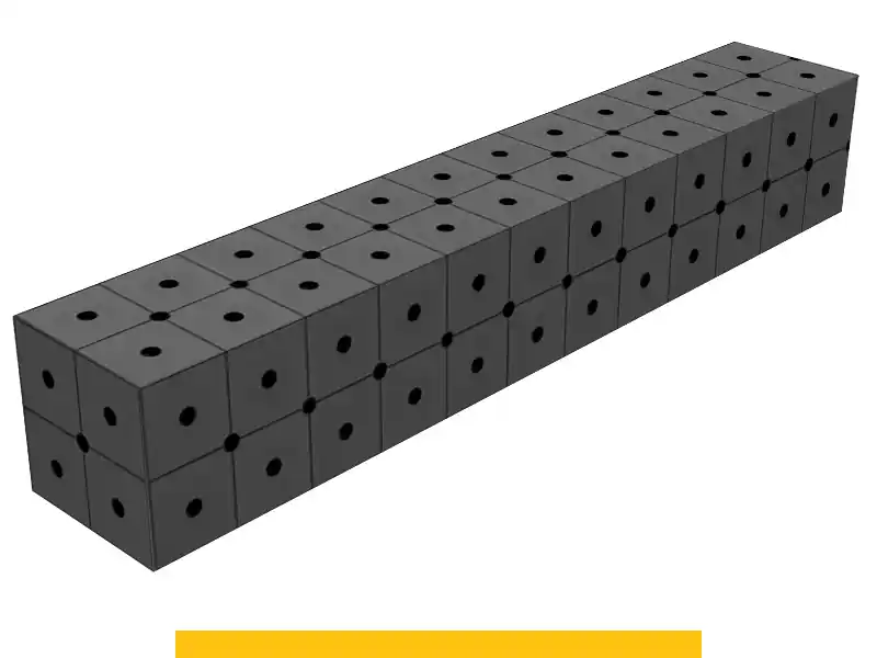 Consegna Rapida Blocco di collegamento 1200x200x200mm SteelPlus GPPH, spessore 12mm, fori 16mm griglia diagonale