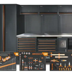 Arredo per officina Beta C45PROX 2955x495x2000mm piano acciaio inox + 196 Utensili Super Prezzo