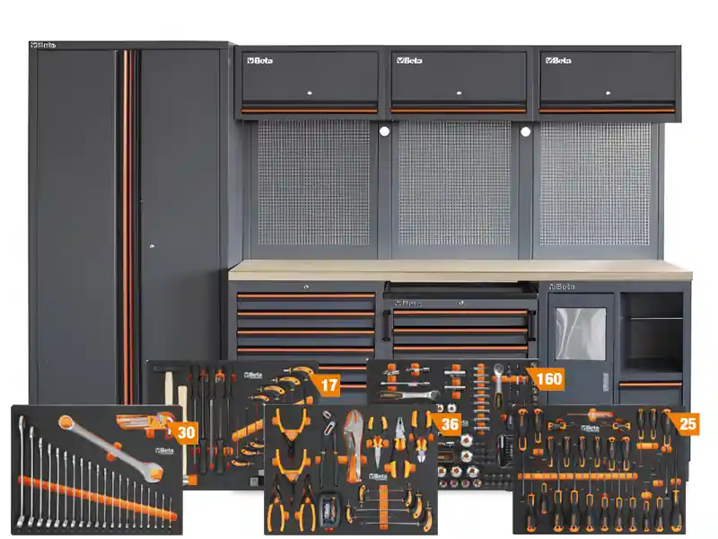Quantità Limitata Arredo per officina Beta C45PRO 2.0 2955x645x2000mm completo di 268 utensili + lampada omaggio