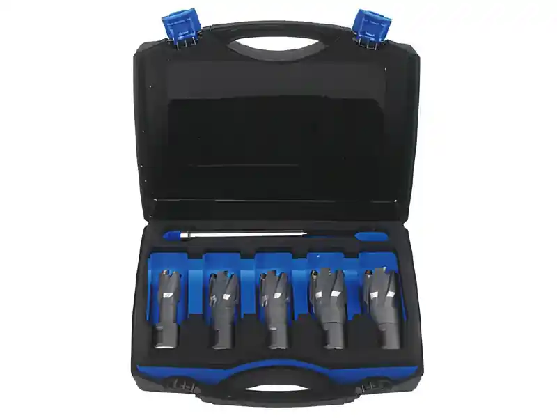 Spedizione Espresso Assortimento 5 frese a carotare corte Krino in TCT con attacco Weldon in valigetta, 24-32mm