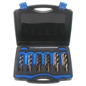 Assortimento 6 frese a carotare lunghe Krino in HSS-CO 5% con attacco Weldon in valigetta, 14-22mm Saldi