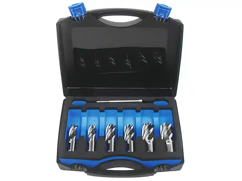 Quantità Limitata Assortimento 6 frese a carotare corte Krino in HSS M2 con attacco Weldon in valigetta, 14-22mm