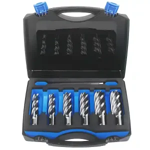 Assortimento 6 frese a carotare lunghe Krino in HSS M2 con attacco Weldon in valigetta, 14-22mm Più Venduto
