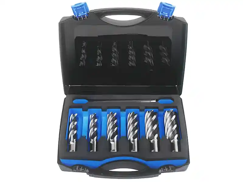 Assortimento 6 frese a carotare lunghe Krino in HSS M2 con attacco Weldon in valigetta, 14-22mm Più Venduto
