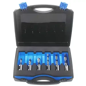 Assortimento 6 punte foratura Krino in HSS M2 con attacco Weldon in valigetta, 1/4"-3/8" Spedito Oggi