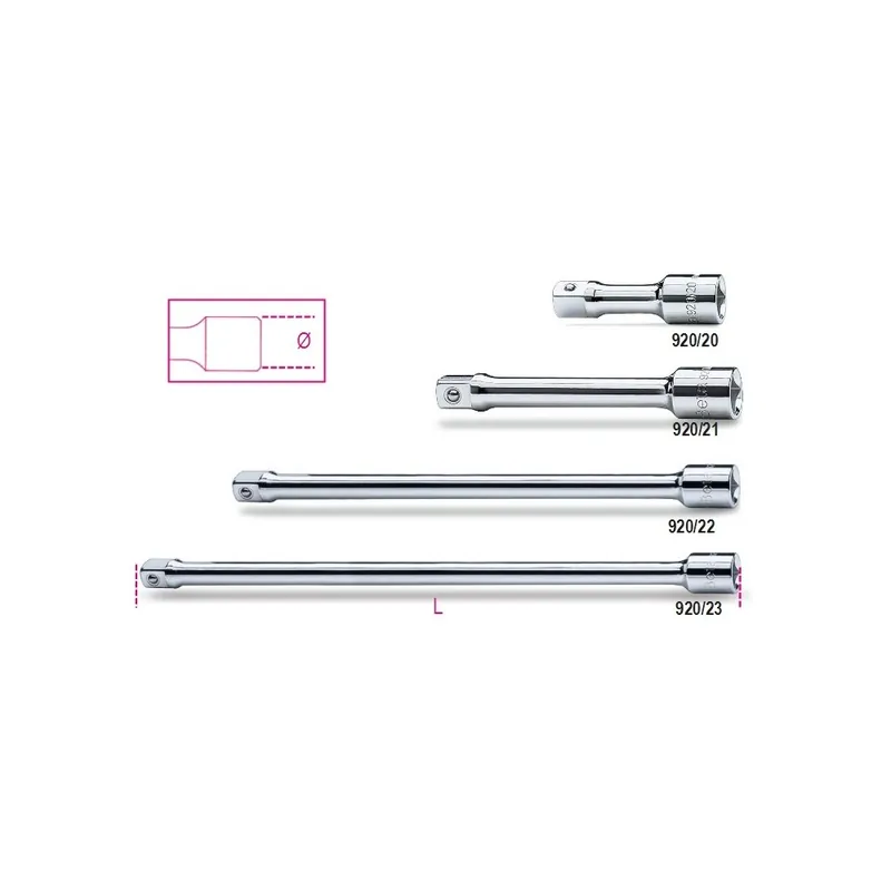 Compra Oggi Stesso Prolunghe con attacchi quadri maschio e femmina 1/2" cromate - Beta 920/20÷920/23