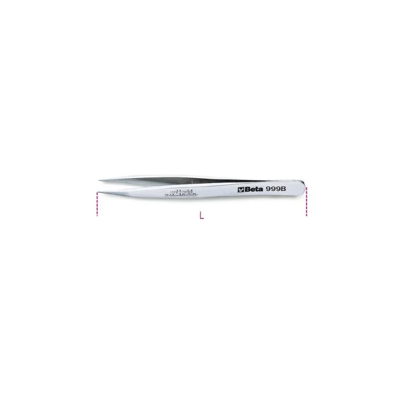 Pinzetta a molla antiacido antimagnetica a punte forti diritte in acciaio inossidabile - Beta 999B Subito Disponibile