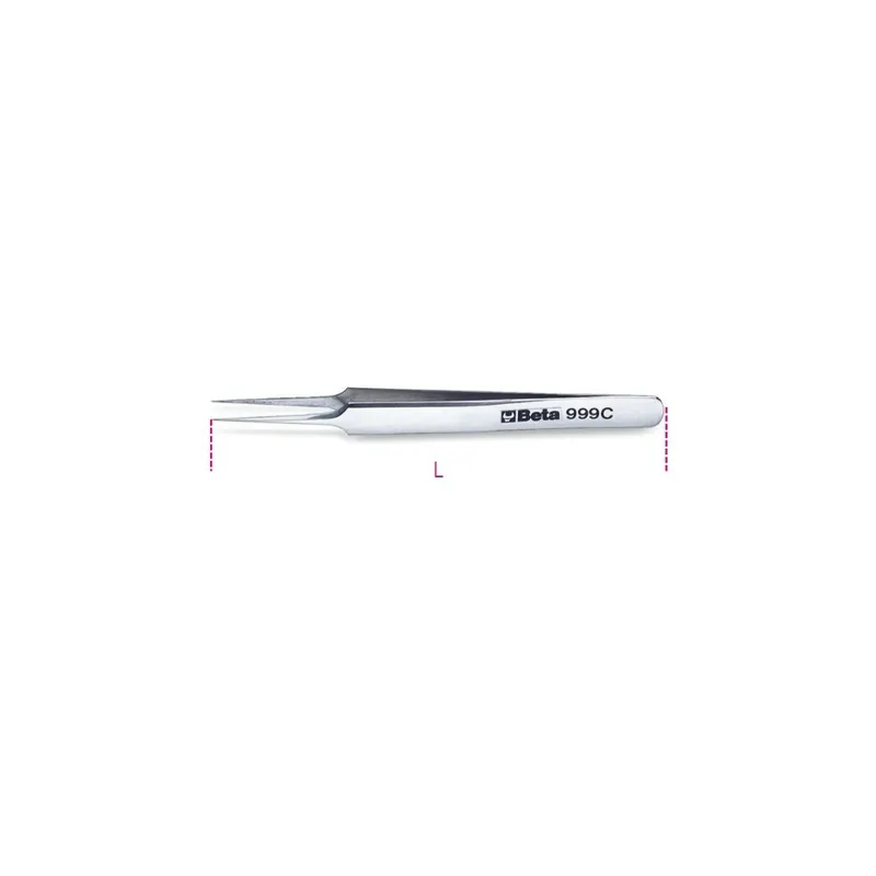 Pinzetta a molla antiacido antimagnetica a punte finissime diritte in acciaio inossidabile - Beta 999C Ultima Occasione