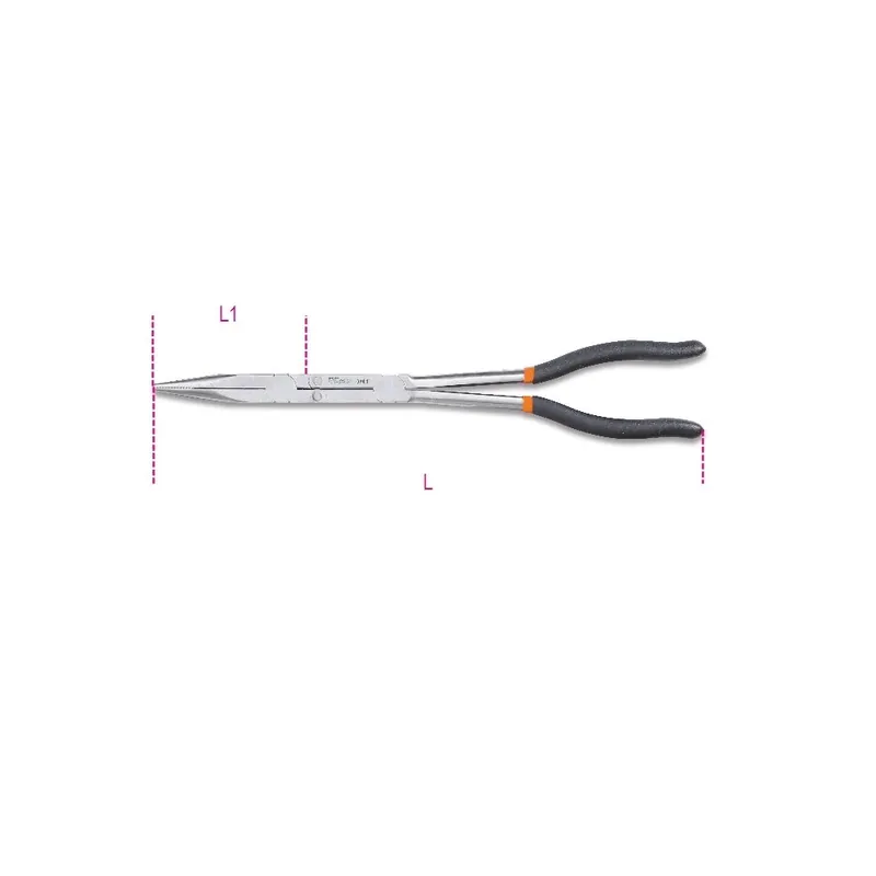 Pinza a becchi mezzotondi lunghissimi diritti zigrinati, con doppio snodo manici ricoperti con 2 strati di PV... - Beta 1009L/D Pagamento Sicuro