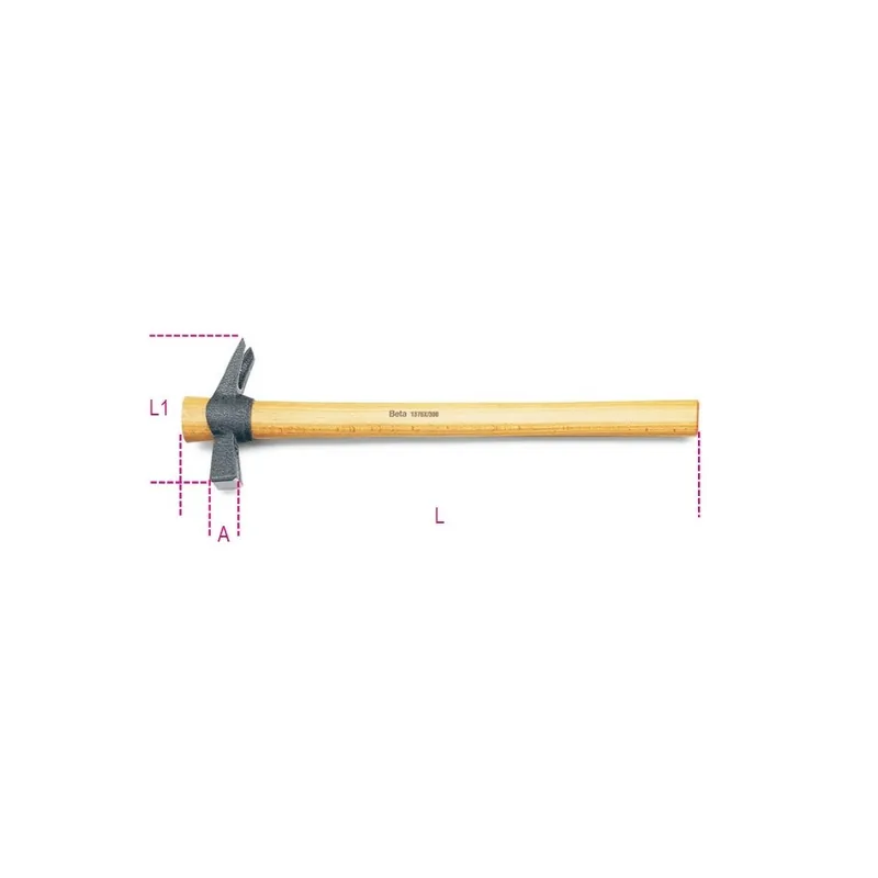 Martelli a testa quadra, con sede portachiodo e penna a granchio per carpentieri manico in legno - Beta 1376X Occasione