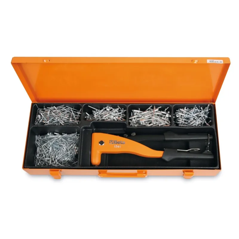 Rivettatrice 1741 con assortimento di 700 rivetti in alluminio - Beta 1741/C5 Nuova Collezione
