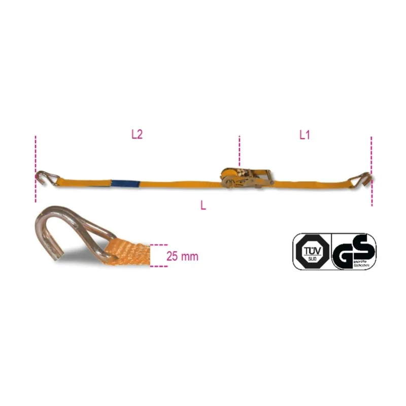 Nuovo Arrivo Cinghia ancoraggio a cricchetto LC 750 kg con ganci a uncino - Robur 8180