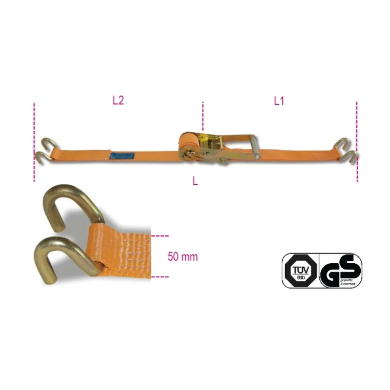 Reso Gratuito Cinghia ancoraggio a cricchetto LC 2000 kg con ganci sponda - Robur 8182S