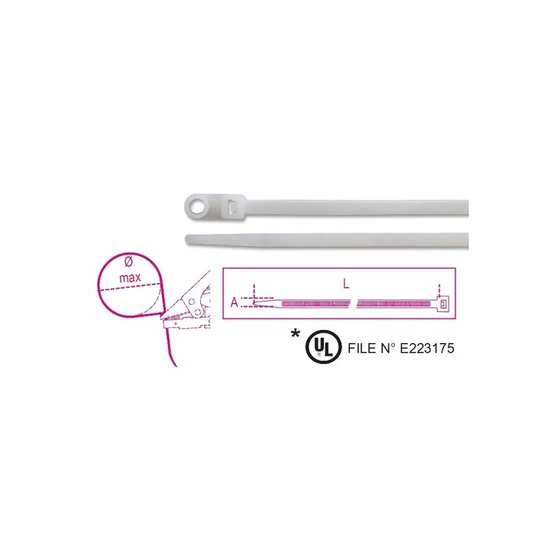 Offerta Lampo Fascette in nylon con occhiello, colore naturale - BMGroup 1748-BH
