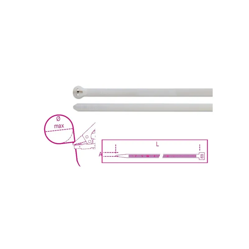 Fascette in nylon con dente in acciaio, colore naturale - BMGroup 1748-BL Promozione