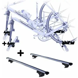 Vendita Finale Set 2 Portabici tetto + Barre per ROVER 75 TOURER 2001 Attacco alla Forcella universali Barre 127 CM c/Serratura + Kit Attacchi