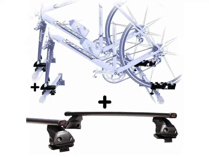 Prezzo Conveniente 2 Portabici + Barre Auto per CITROEN C5 dal 2009 Attacco alla Forcella universali Barre 110 CM + Kit Attacchi montaggio facile