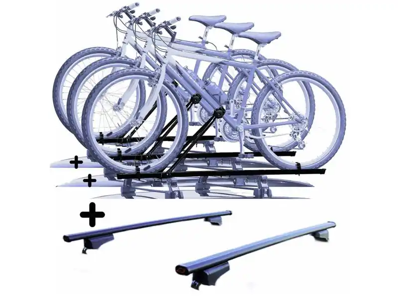 Subito Disponibile Set 3 Portabici tetto + Barre per BERLINGO / MULTIS 2008 in Acciaio robusti Set Barre da 127 CM + Kit Attacchi montaggio facile