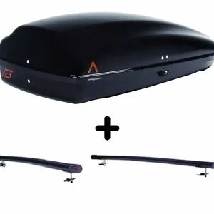 Vendita Finale Set Baule + Barre Auto per PEUGEOT 407 SW dal 2004 al 2008 capiente 240 Litri Colore Nero con Chiave Barre 122 CM + Kit Attacchi