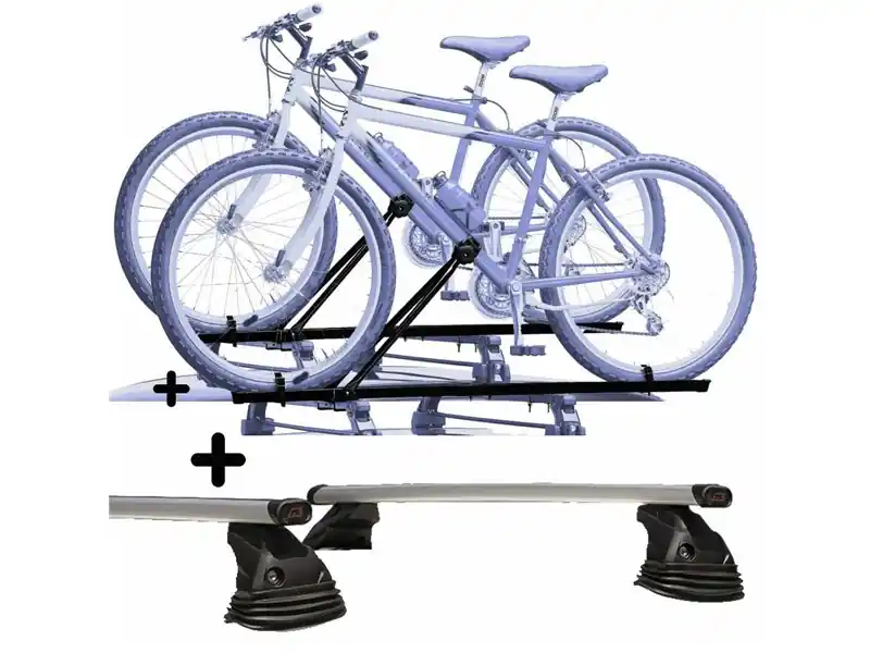 Super Prezzo Set 2 Portabici tetto + Barre per VOLVO S40 dal 2004 al 2012 in Acciaio versatili Barre 127 CM c/Kit Attacchi montaggio facile