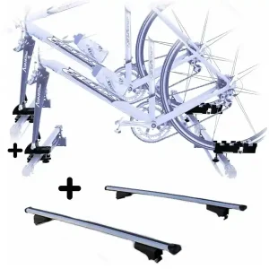 Vendita Finale Set 2 Portabici tetto + Barre per PARTNER RIFTER 2023 Attacco alla Forcella universali Barre 127 CM c/Serratura + Kit Attacchi