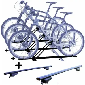 Vendita Finale Set 3 Portabici tetto + Barre per OPEL CROSSLAND X dal 2017 compatti con Chiavi Barre 127 CM + Kit Attacchi montaggio facile