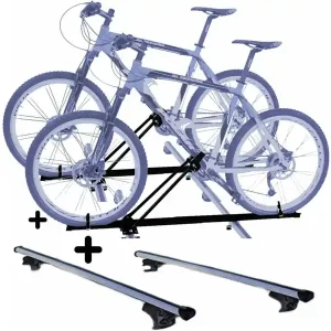 Vendita Finale Set 2 Portabici tetto + Barre per MERCEDES GL dal 2006 in poi universali con Chiavi Barre 127 CM c/Serratura + Kit Attacchi