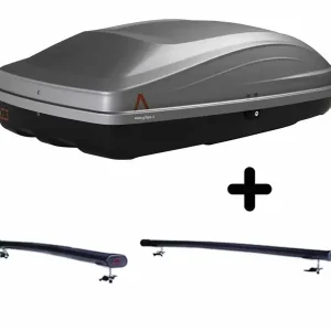 Vendita Finale Set Baule e Barre Auto per OPEL VECTRA SW dal 2003 a seguire capiente 240 Litri Grigio con Serratura Barre 122 CM e Kit Attacchi