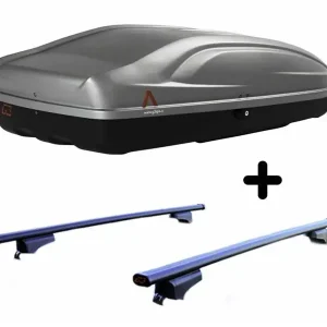 Vendita Finale Set Box e barre Portatutto per PASSAT VARIANT dal 2014 in poi capiente 240 Litri Grigio con Chiave Barre 127 CM e Kit Attacchi
