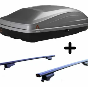 Vendita Finale Set BOX + Barre Portatutto per MERCEDES EQA del 2021 capiente 240 Litri in Grigio chiaro con Chiave Barre 127 CM + Kit Attacchi