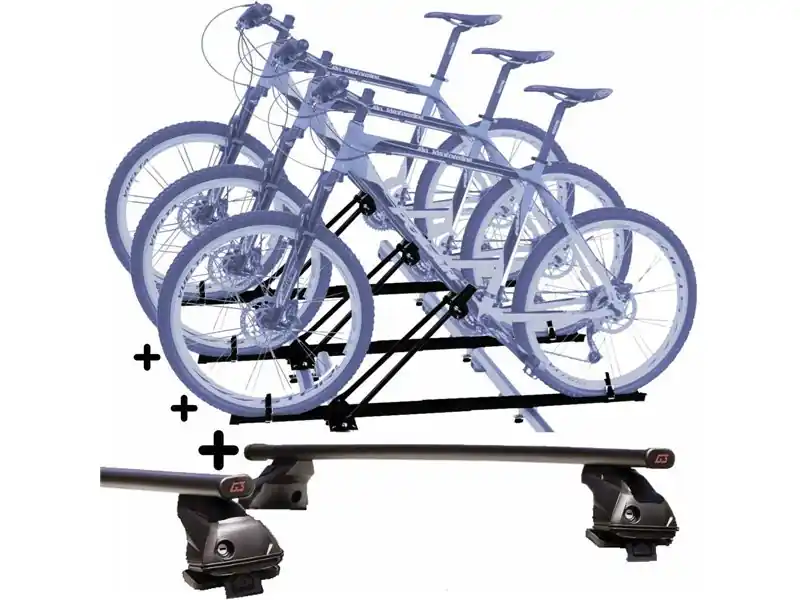 Kit 3 Portabici tetto + Barre per RENAULT MEGANE E-TECH del 2021 compatti c/Chiavi Barre 127 CM + Kit Attacchi montaggio facile Ultimissimo Modello
