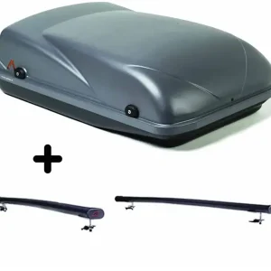 Vendita Finale Set Baule + Barre Auto per SUZUKI WAGON R dal 1998 al 2000 capiente 300 Litri Grigio con 2 Serrature Barre 122 CM + Kit Attacchi