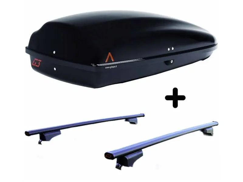 Ultime Pezzi Set BOX + Barre Portatutto per CITROEN BERLINGO dal 2018 capiente 240 Litri Colore Nero con Chiave Barre 127 CM + Kit Attacchi