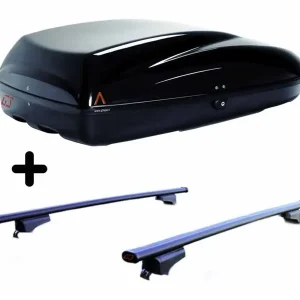 Vendita Finale Set Box e barre Portatutto per OPEL MOKKA dal 2012 al 2020 capiente 240 Litri Colore Nero con Chiave Barre 110 CM e Kit Attacchi