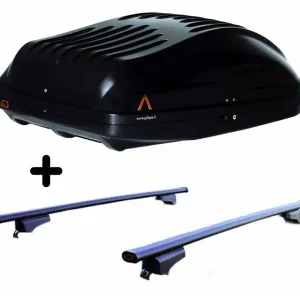 Vendita Finale Set BOX + Barre Portatutto per SEAT LEON CUPRA SW/ST 2013-2020 capiente 220 Litri Nero con Serratura Barre 110 CM + Kit Attacchi