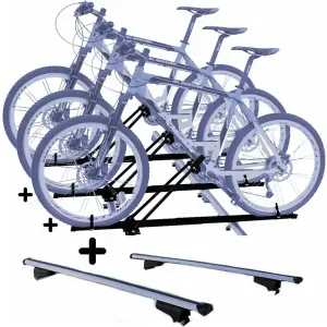 Vendita Finale Set 3 Portabici tetto e barre per SUBARU XV dal 2018 in poi compatti con Chiavi Set Barre da 127 CM c/Serratura e Kit Attacchi