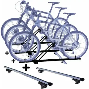 Vendita Finale Set 3 Portabici tetto + Barre per NISSAN NAVARA dal 2016 in poi compatti con Chiavi Barre 127 CM c/Serratura + Kit Attacchi