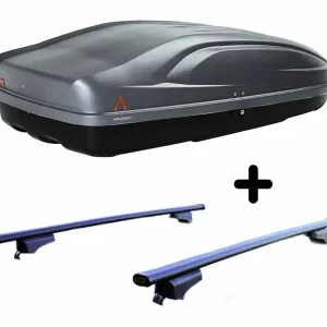 Vendita Finale Set BOX + Barre Portatutto per PEUGEOT PARTNER TEPEE 2008-2015 capiente 240 Litri Grigio con Chiave Barre 127 CM + Kit Attacchi