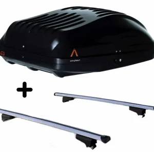 Vendita Finale Set BOX + Barre Portatutto per SKODA SUPERB WAGON dal 2009 capiente 220 Litri Colore Nero con Serratura Barre 110 CM c/Serratura