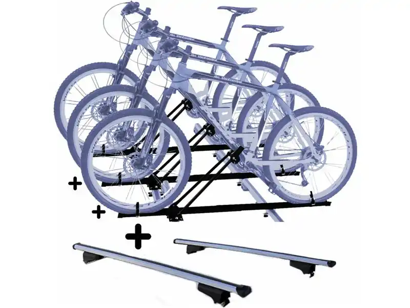Set 3 Portabici tetto + Barre per DACIA DUSTER anni 2014 2018 compatti con Chiavi Set Barre da 110 CM c/Serratura + Kit Attacchi Occasione Imperdibile