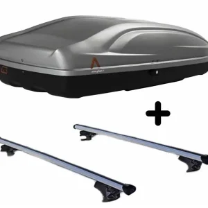 Vendita Finale Set Box e barre Portatutto per CHRYSLER 300 C Touring dal 2004 capiente 240 Litri Grigio con Serratura Barre 127 CM c/Serratura