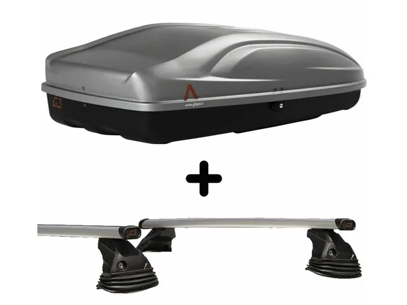 Set Baule tetto e barre per BMW SERIE 5 Touring 2004-2010 capiente 240 Litri Grigio con Serratura Barre 110 CM c/Kit Attacchi Subito Disponibile