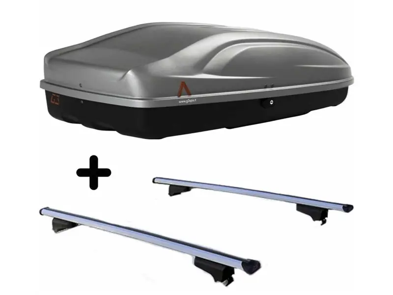 Set Box e barre Portatutto per DACIA DUSTER dal 2022 in poi capiente 240 Litri Colore Grigio con Chiave Barre 110 CM c/Serratura Professionale